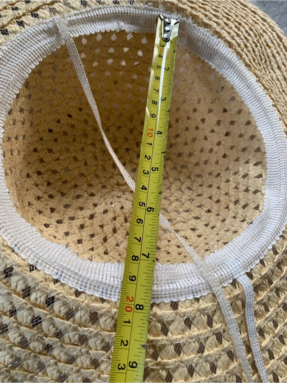 Women’s Beige Straw Wide Brim Sun Hat  Solid Beach Summer Travel bow Beads OS